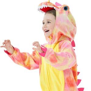 Kids Medium Pink Dinosaur Costume Toddler Girls Animal Dress Up Party Halloween